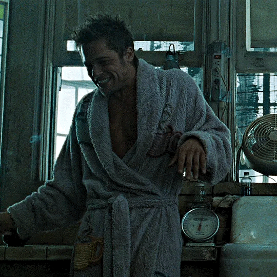 Tyler Durden smoking in the kitchen